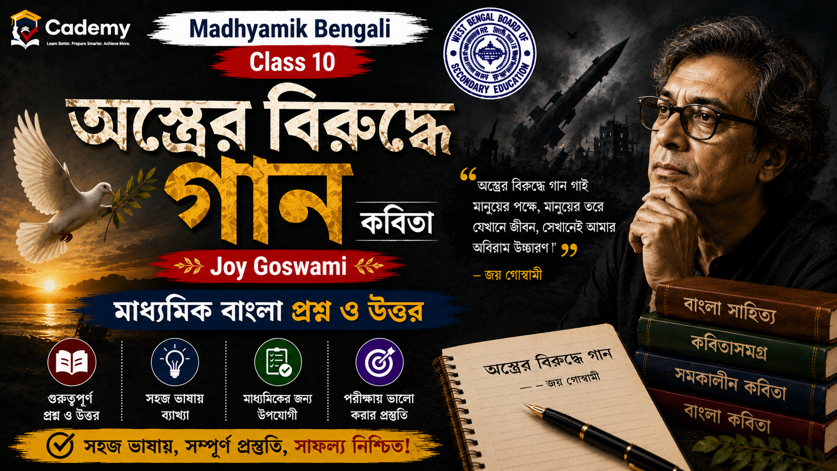 অস্ত্রের বিরুদ্ধে গান কবিতা – Joy Goswami | মাধ্যমিক বাংলা প্রশ্ন ও উত্তর | Madhyamik Bengali Question and Answer