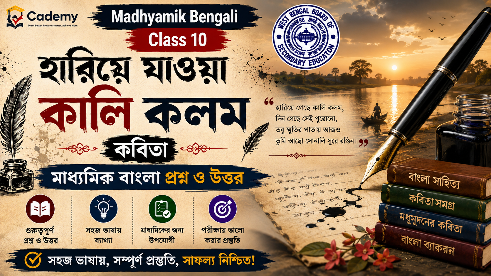 হারিয়ে যাওয়া কালি কলম Hariye Jawa Kali Kolom – মাধ্যমিক বাংলা প্রশ্ন ও উত্তর | Madhyamik Bengali Question Answer