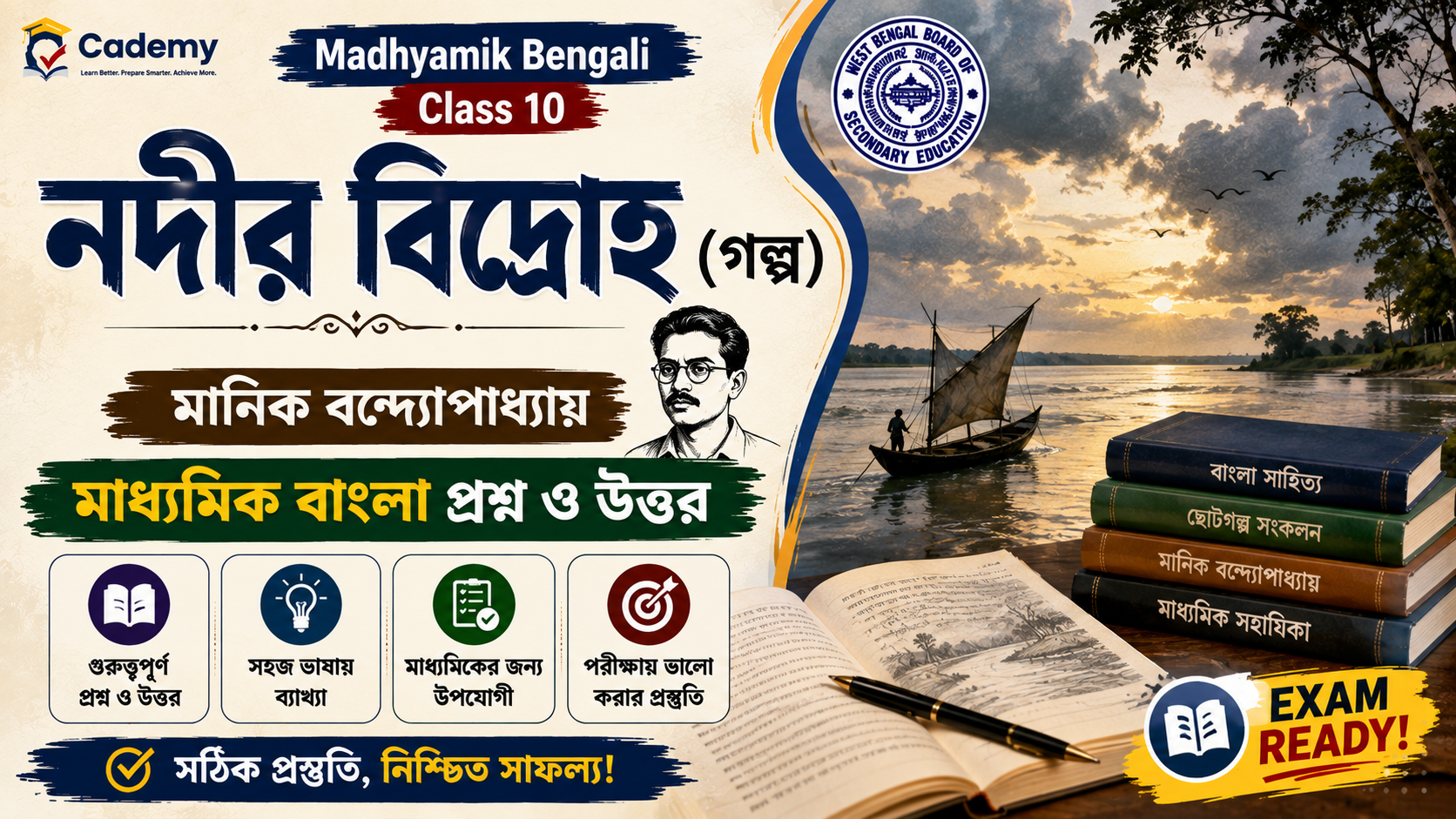 নদীর বিদ্রোহ (গল্প) মানিক বন্দ্যোপাধ্যায় – মাধ্যমিক বাংলা প্রশ্ন ও উত্তর | Madhyamik Bengali Nodir Bidroho Question and Answer