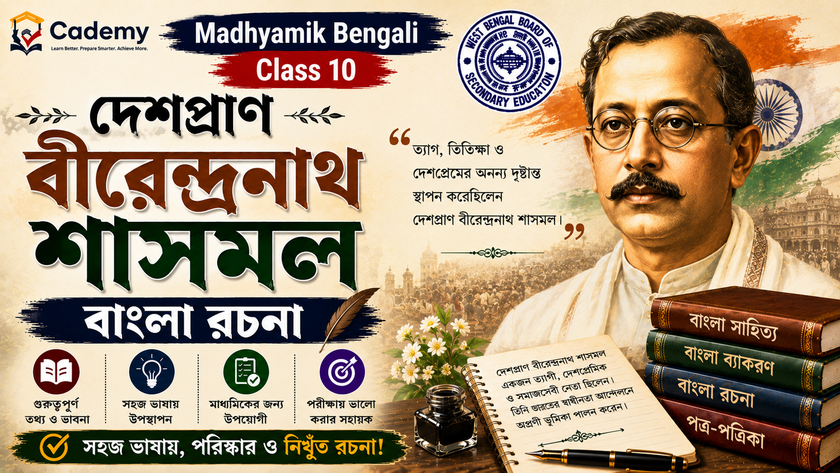 দেশপ্রাণ বীরেন্দ্রনাথ শাসমল বাংলা রচনা | Birendranath Sasmal Bangla Rachana