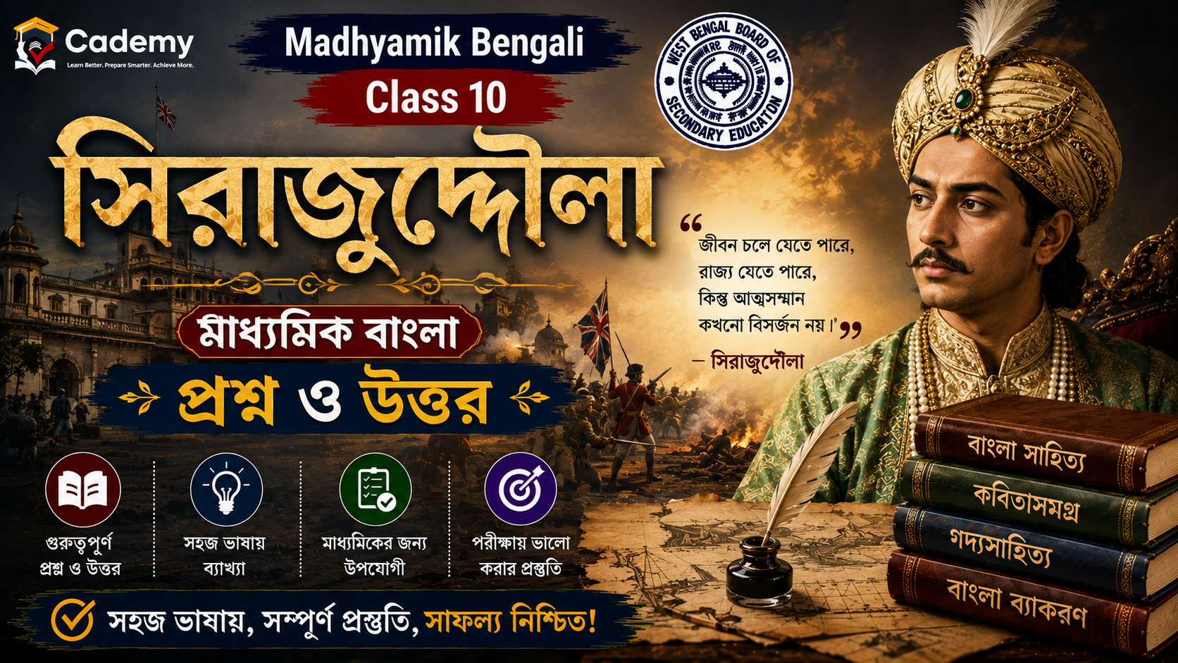 Sirajuddaula সিরাজউদ্দৌলা – মাধ্যমিক বাংলা প্রশ্ন ও উত্তর | শচীন্দ্রনাথ সেনগুপ্ত | Question Answer | Madhyamik Bengali