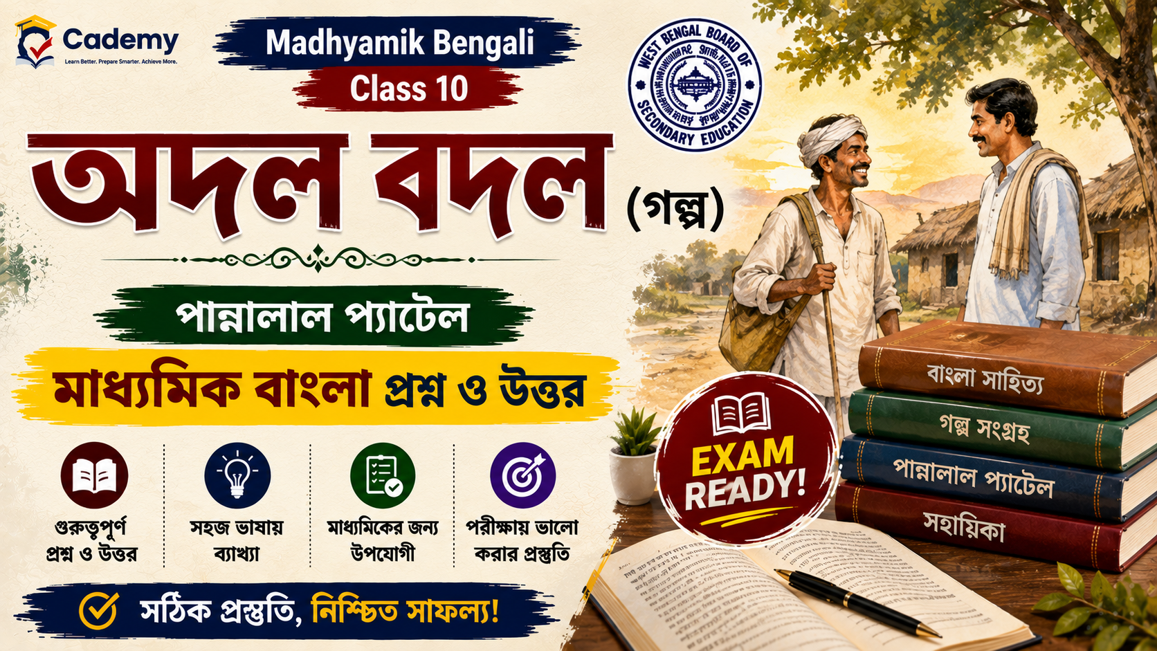 অদল বদল (গল্প) পান্নালাল প্যাটেল – মাধ্যমিক বাংলা প্রশ্ন ও উত্তর | Madhyamik Bengali Adal Badal Question and Answer