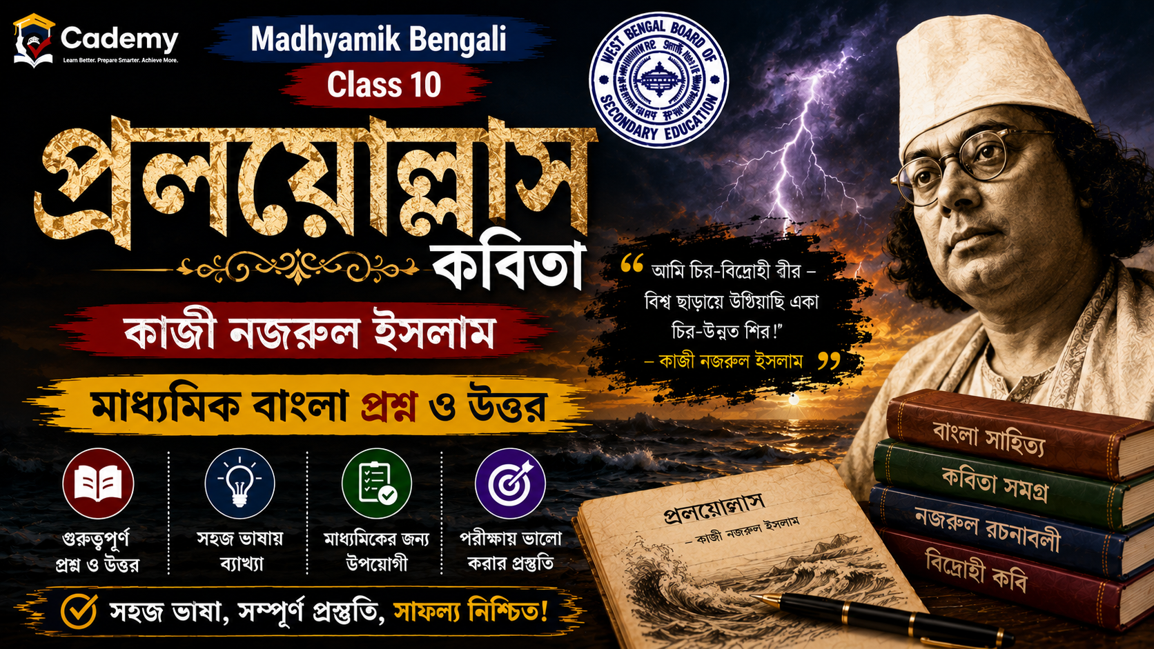 প্রলয়োল্লাস কবিতা – Kazi Nazrul Islam | মাধ্যমিক বাংলা প্রশ্ন ও উত্তর | Madhyamik Bengali Question and Answer